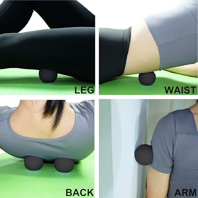 Hard Lacrosse Ball Massage Ball Therapy. Firm Trigger Point Massager Tool for Deep Tissue Yoga Physiotherapy Myofascial Release Muscle Relax Plantar Fasciitis Pain Relief (2 Pack) (Black)