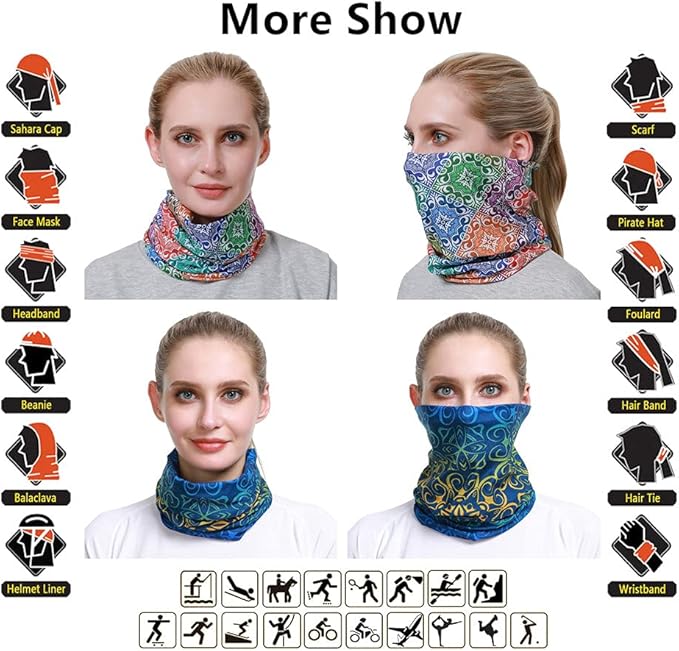 Headband Neck Gaiter Head Wrap Headwear Face Mask Magic Scarf Bandana for Men and Women