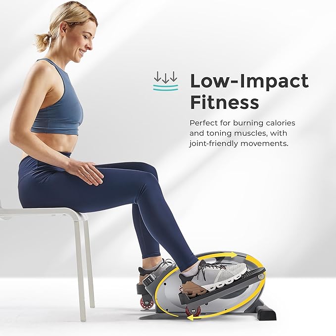 Sunny Health & Fitness Sitting Under Desk Pedal Exerciser, Portable Training Machine for Senior Exercise, Home Workout Elliptical & Bike, Optional Free SunnyFit App Connection, Motorized, or in Pink