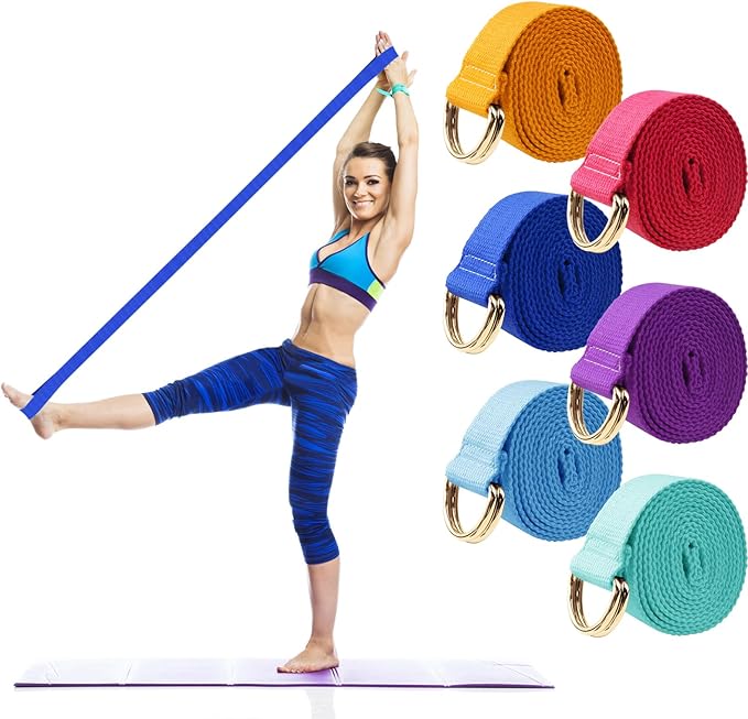6 Packs Yoga Strap for Stretching Yoga Belt Adjustable Straps for Non Elastic Stretching Strap Exercise Straps for Pilates
