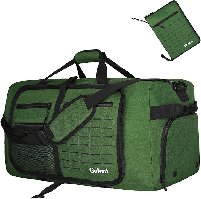 Foldable Travel Duffle Bag,Duffle Bag with Shoes Compartment and Adjustable Strap,Large Packable Travel Bags for Men Women,Waterproof Duffel Bag