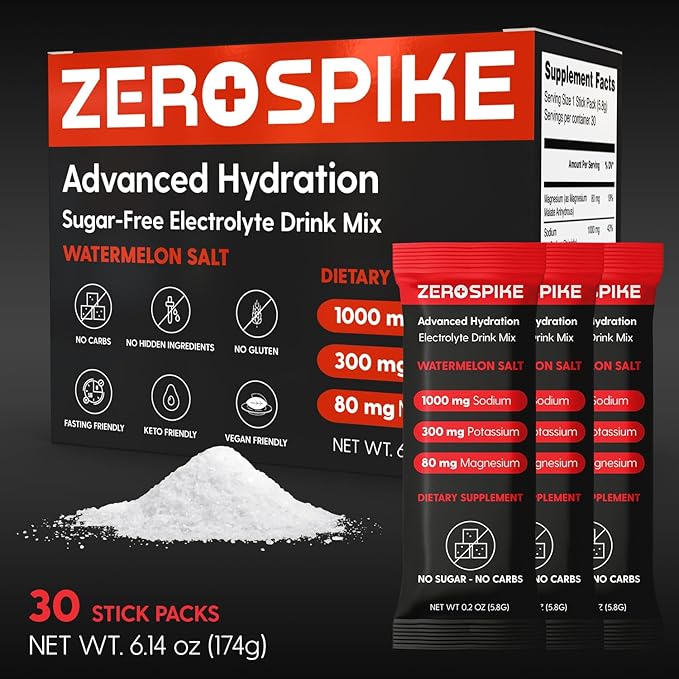 No Sugar Electrolytes Powder Packets | Keto & Fasting Salts Drink Mix | Supplements: The Key Hydration Nutrients Missing from Purified Water | Clean, Watermelon, Calorie Free | 30 Sticks