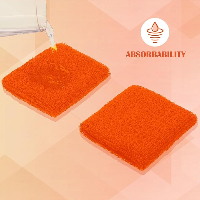 24 Pieces 80s Neon Sweatbands Set, Include 8 Sports Headbands and 16 Sweat Wristbands Elastic Athletic Tennis Sweat Bands Bulk for Man Woman