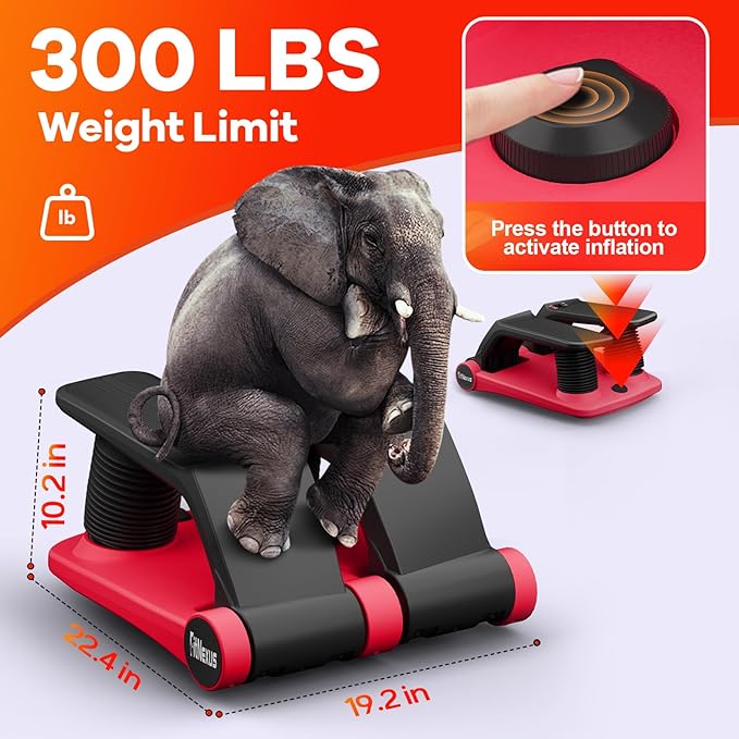 Air Compression Resistance Stepper – Adjustable Mini Stair Climber for Home Cardio Workout, Portable Stepper Machine with LCD Display, Non-Slip Pedals & Resistance Bands (Red and Black)