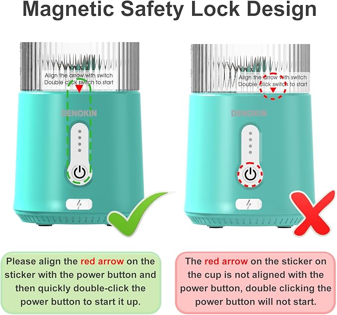 DENOKIN Portable Blender 16oz Vessel, Cordless Personal Size Small Blender for Shakes and Smoothies with 6 Blade for Kitchen, Home, Travel