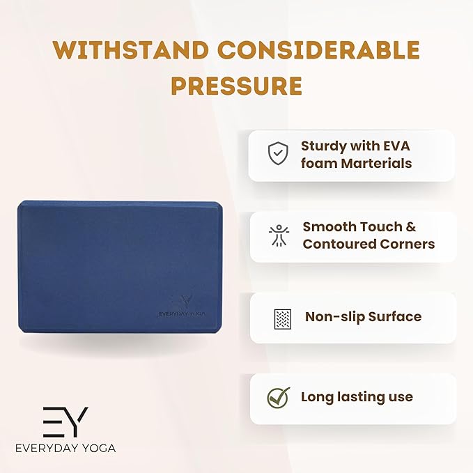 𝗘𝘃𝗲𝗿𝘆𝗱𝗮𝘆 𝗬𝗼𝗴𝗮 Foam Block with Soft Non-Slip Surface for Stability, Balance, and Deepen Stretches - Ideal for Yoga, Pilates, and Meditation Accessories (Sold Singular)