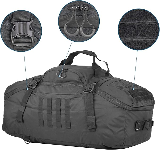 Gym Backpack for Men Sports Duffel Bag Gym Bags Travel Backpack with Three Ways of Carrying (BLACK-60L)