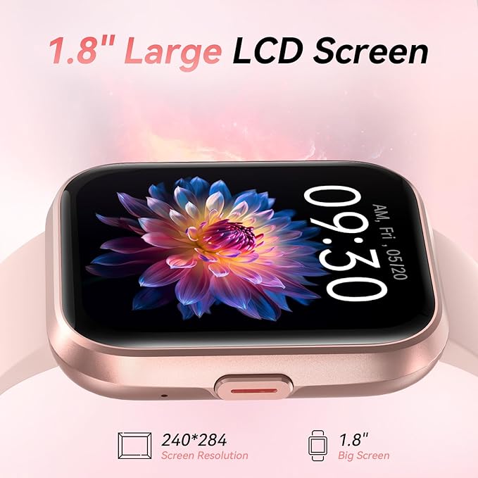 Fitpolo Smart Watches for Women Android iPhone, 1.8'' Women Smartwatch with Alexa Built-in, Bluetooth Calls, IP68 Waterproof, 7 Days Battery, Heart Rate/Sleep/SpO2 Monitor, 110 Sports Mode