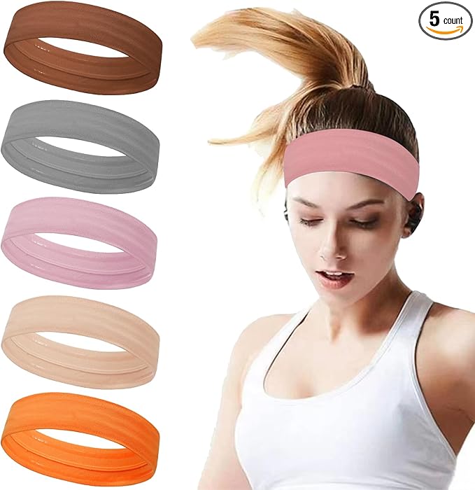 Workout Headbands Non Slip Headband Sport Headbands Sweatbands Elastic Sport Hair Bands for Sports Travel Indoor Fitness Gym