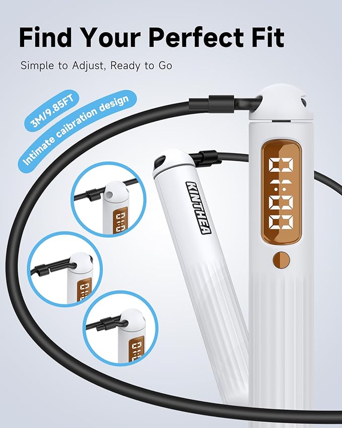 KINTHEA 2 in 1 Smart Jump Rope, APP Control & Data Record, Cordless Jumping Rope with Counter for Women, Men, All Age, Adjustable Skipping Rope for Cardio Fitness in Limited Home Space & Outdoor