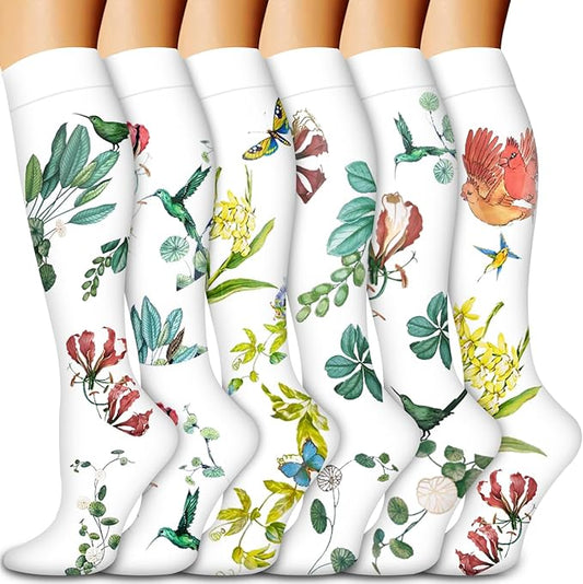 Bluemaple Compression Socks for Women & Men Circulation (6 Pairs) 15-20 mmHg is Best Support for Athletic Running Cycling