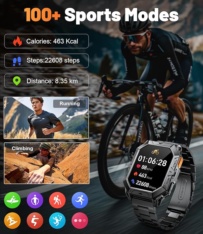 LIGE Smart Watches for Men with 100+Day Standbytime(1000mAh, Smart Watch with 2.13" AMOLED, Make/Answer Call, 110 Sports Modes, Military Waterproof, Sleep Monitor, iOS Android Fitness Tracker