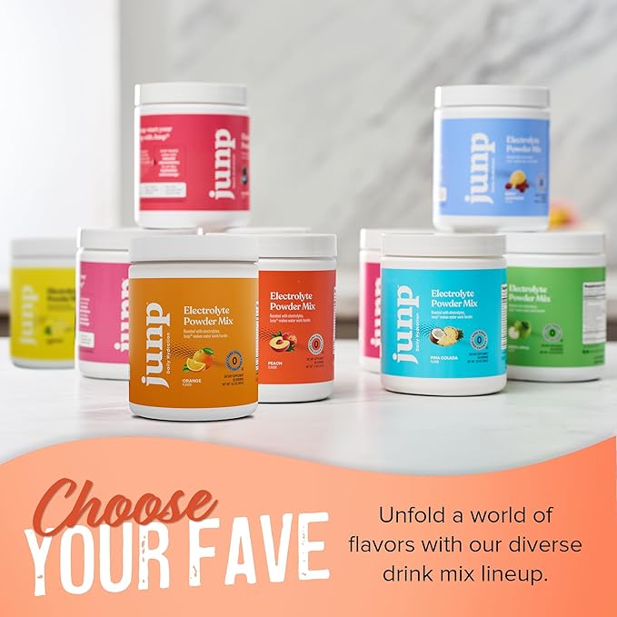 JUNP Electrolytes Powder No Sugar No Carbs, Orchard Fresh Juicy Peach Keto Electrolyte Drink Mix, Potassium & Salt Hydration Powder Electrolytes Zero Calorie Sugar Free Electrolyte Powder, 90 Servings