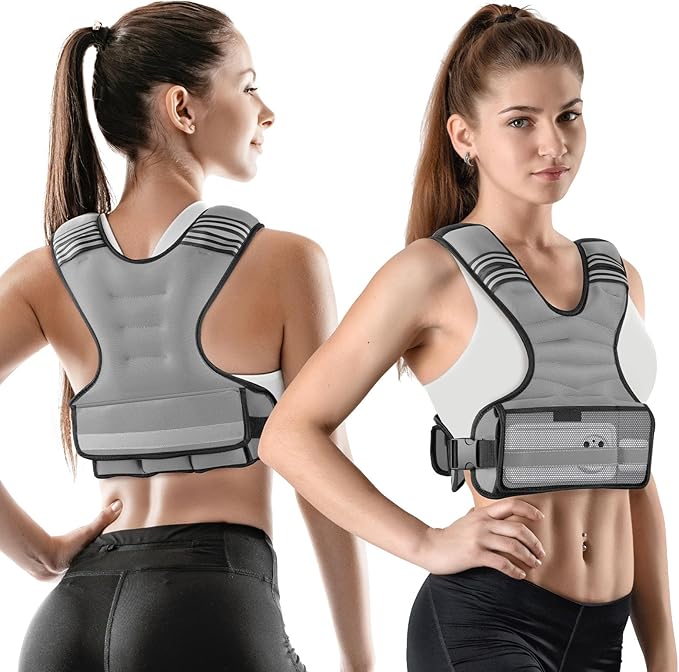 Weighted Vest Woman Adjustable Weights For Walking, 6-12lb/12-18lb, Weighted Vest Woman with 6 Ironsand Weights, Weight Vest For Women/Men, Weight Vest For Walking, Strength Training, Running
