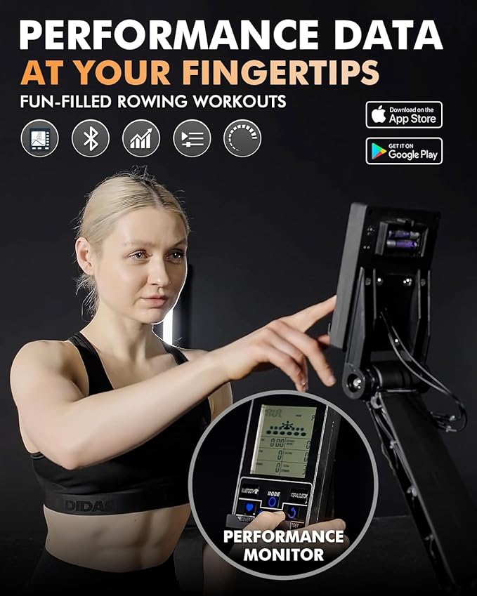 GMWD Air Rowing Machines for Home, 10-Level Adjustable Resistance Professional Rower Machine with Performance Monitor, Ergonomic Comfort Seat, Device Holder & Easy Storage, Lava Flow Series