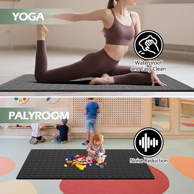 0.5in Thick Interlocking Exercise Mats,24 x 24in High-Density EVA Interlocking Foam Floor Tiles – Puzzle Gym Mat for Home Gym, Workout Equipment, Weightlifting, Kids Play Area