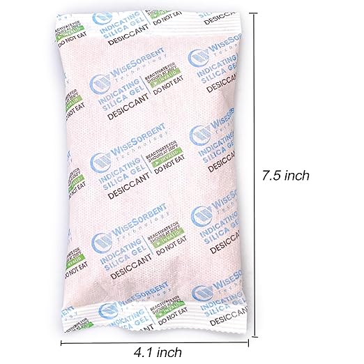 200 Gram [10 Packs] Desiccant Packs, Indicating Silica Gel, Rechargeable Silica Packets, Moisture Absorbers for Storage, Humidity Absorber