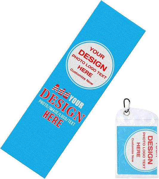Custom 1-200 Pack Cooling Towel 40"x12", Design Your Team Logo Photo Ice Towel Personalized Soft Breathable Sport Towel Customized Workout Sweat Towel for Yoga Gym Activities (SkyBlue)