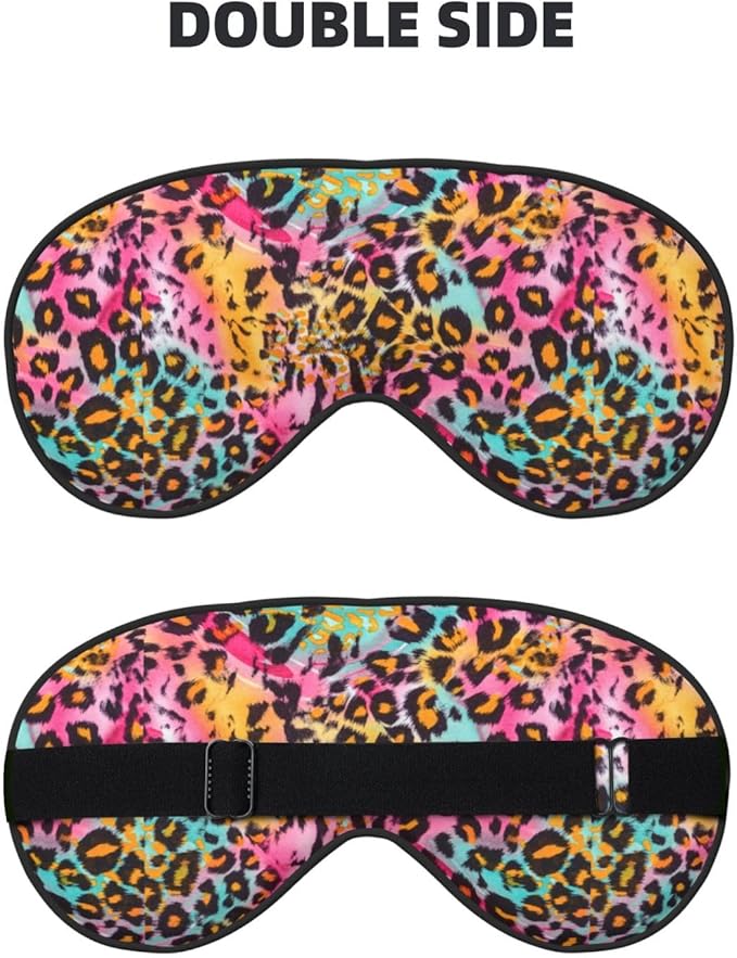 Sleep Eye Mask Pink Blue Leopard Sleep Mask for Women Men Comfortable Eye Mask with Adjustable Strap Soft Eye Cover Blindfold for Travel Yoga Nap Shift Work