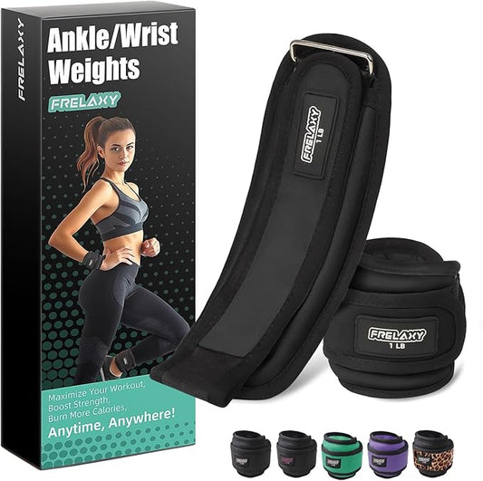 Frelaxy Ankle Wrist Weights for Women Men Kids, Comfy& Adjustable Leg Arm Weights Set for Walking, Gym, Yoga, Pilates, Dance, Cardio & Strength Training 1lb 2lbs 3lbs 1 Pair