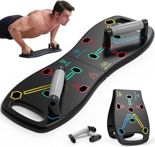 HOTWAVE Push Up Board, Portable Pushup Board for Men, Foldable Push-up Board, Multifunctional Push Up Board 20 in 1 at Home Gym, Pushup Handles for Chest Muscle Exercise Strength Training Equipment