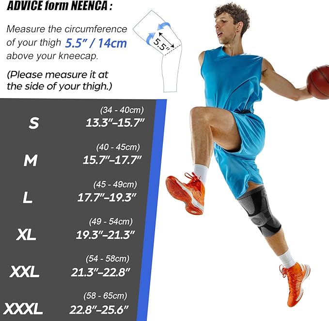 NEENCA Professional Knee Brace for Pain Relief, Medical Knee Compression Sleeve, Knee Support with Horizontal Knit Tech for Meniscus Tear, ACL, Arthritis, Joint Pain, Runner, Workout- FSA/HSA APPROVED