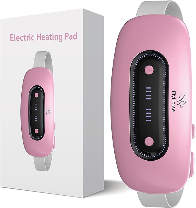 Electric Heating Pad, Portable Cordless Menstrual Heating Pad with 4 Heat Levels and 4 Massage Modes, Fast Large Heating Belly Wrap Belt for Cramps, Back Pain Relief Gifts for Women Girls Her (Pink)