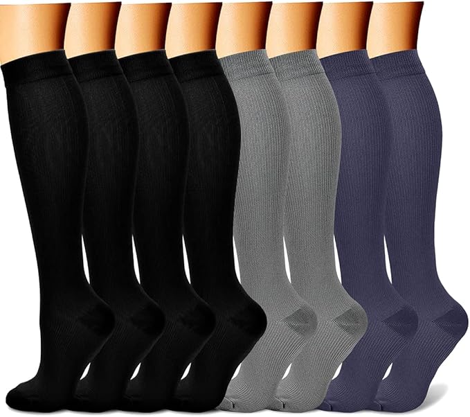 CHARMKING Compression Socks for Women & Men Circulation (8 Pairs) 15-20 mmHg is Best Support for Athletic Running,Hiking
