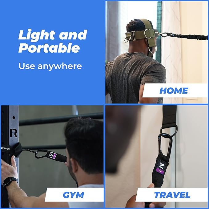 Iron Neck Resistance Band, Durable Exercise Band with Steel Carabiners for Neck Training, Strength Workouts, Stretching, and Rehab