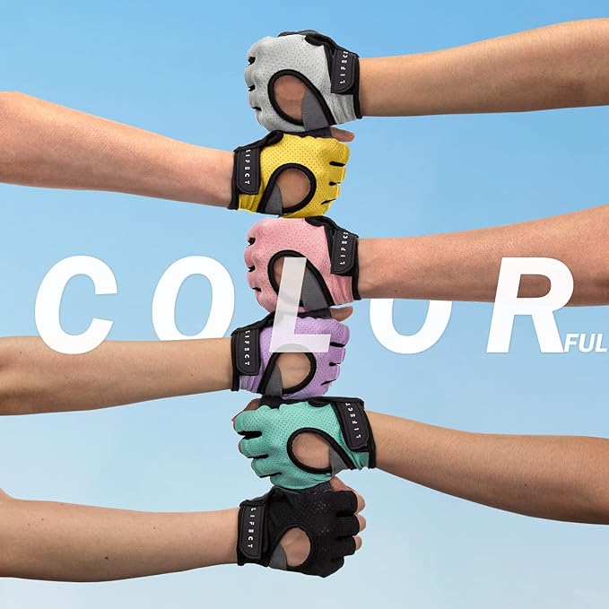 LIFECT Freedom Workout Gloves, Knuckle Weight Lifting Shorty Fingerless Gloves with Curved Open Back, for Powerlifting, Gym, Women and Men