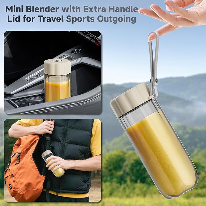 COKUNST 17Oz Portable Blender with 6 Blades, USB-C Rechargeable Personal Smoothie Maker for Shakes & Juices, Compact Mini Mixer for Home, Office & Travel