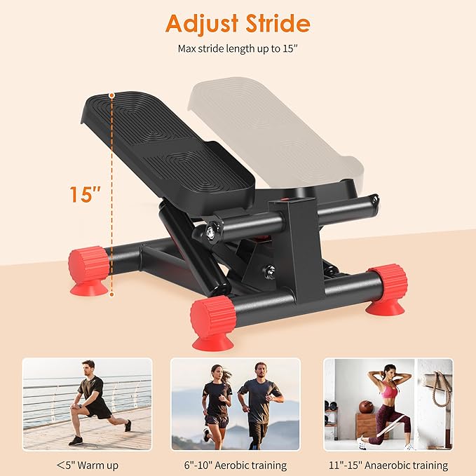 SogesPower Steppers for Exercise at Home,Mini Stair Stepper with Resistance Bands,Full Body Workout Equipment with LCD Monitor,Portable Stepper with 330LBS Capacity