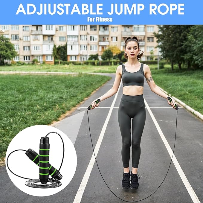 16 Pieces Jump Ropes for Fitness with Ball Bearings Speed Jumping Rope Adjustable Skipping Rope with Foam Handles Exercise Jump Rope for Men Women Cardio Training