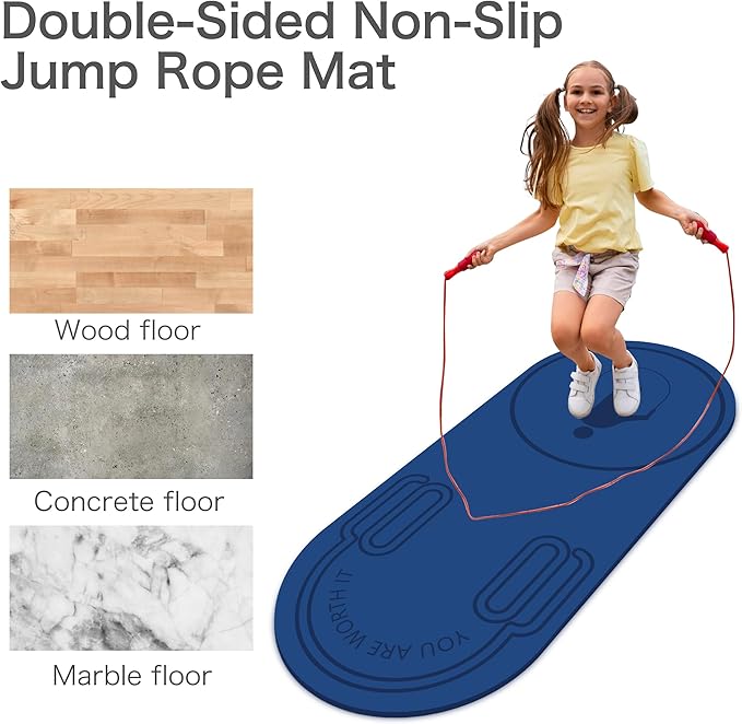 Non-Slip Jump Rope Mat Shock Absorption Rope Skipping Mat for Adults & Children Home Indoor Workout Exercise Mat