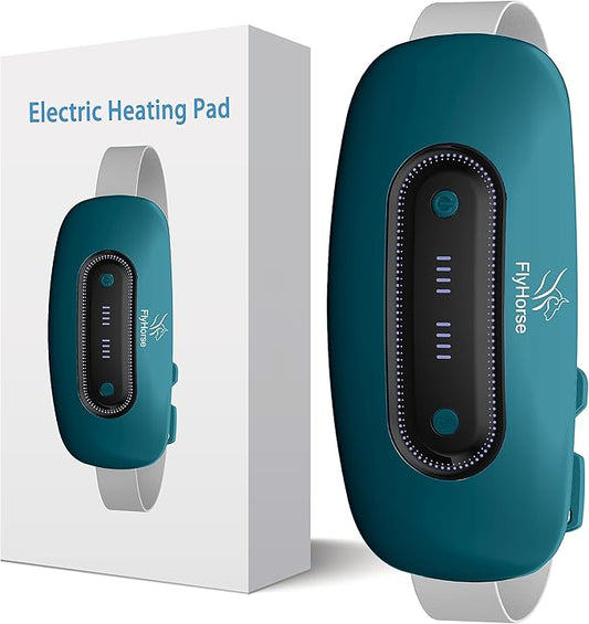 Electric Heating Pad, Portable Cordless Menstrual Heating Pad with 4 Heat Levels and 4 Massage Modes, Fast Large Heating Belly Wrap Belt(Dark Blue Green)