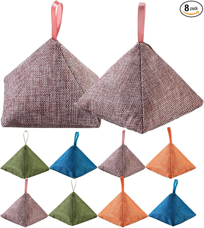 Charcoal Bamboo Bags nature fresh charcoal bags Activated Charcoal Odor Absorber Eliminator Bag (8, Green, Brown, Orange, Blue)