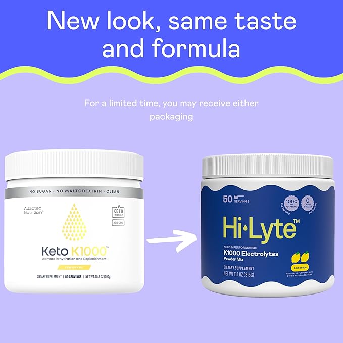 Hi-Lyte Keto K1000 Electrolyte Powder | Lemonade | Hydration Supplement Drink Mix | Boost Energy & Beat Leg Cramps | No Sugar, No Maltodextrin | 50 Servings