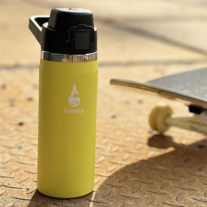 Farsea Insulated Water Bottle, Leak Proof Locking Lid with Soft Silicone Spout, Stainless Steel,Leak Proof, Double Walled Vacuum Insulated, BPA-Free, 24 Hr Cold, Wide Mouth, Sports & Travel Bottle