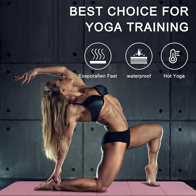 Foldable Yoga Mat 72" L x 32" W x 0.32 Inch Extra Thicked and Wided, Folding Yoga Mat for Travel with Canvas Carrying Bag, Non-Slip TPE Exercise Pilates Mat