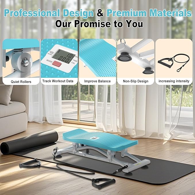 Ski Balancing Machine & Balance Board Trainer - Heavy-Duty 300LB Capacity Wobble Board with Resistance Bands & LCD Display for Cardio, Core and Full-Body Workouts