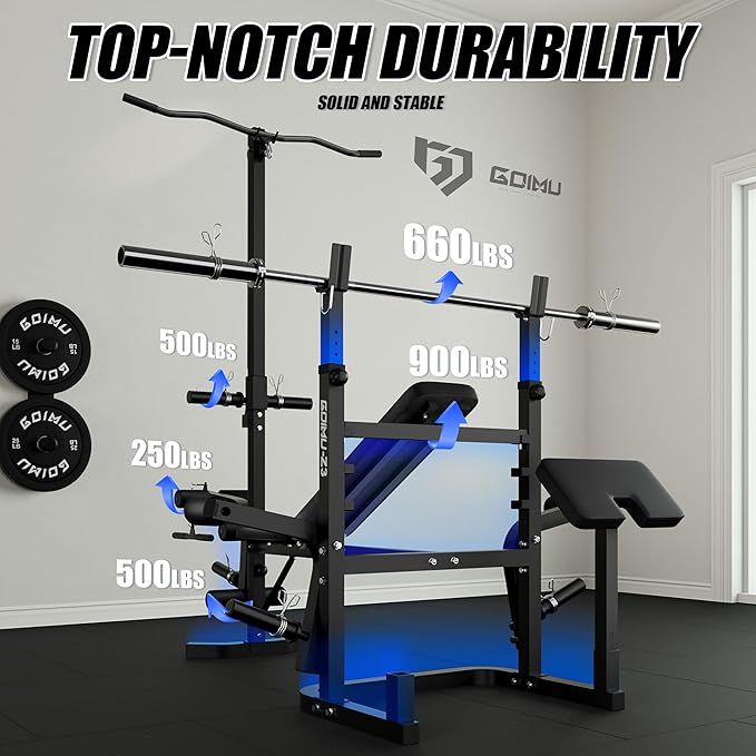 Z3 900LBS Olympic Weight Bench Set with Leg Extension, 9 in 1 Workout Press with Preacher Curl Pad and LAT Pulldown, Multi-Function Strength Training Bench for Home Gym