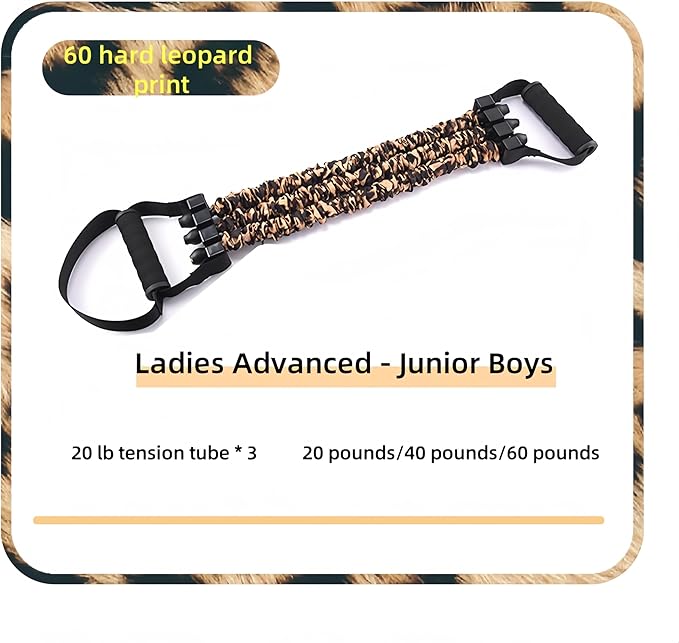 Chest Expander 3-Hole Resistance Band Multifunctional Adjustable Arm Exerciser Natural Latex Tube Anti-Break Durable Quick-Release Camo Sleeve for Women Teens Fitness Training