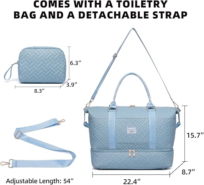 Duffle Bag for Travel, Weekender Bag with Shoe Compartment, Carry On Overnight Bag for Women with Toiletry Bag, Gym Bag with Wet Pocket, Hospital Bags for Labor and Delivery Beige