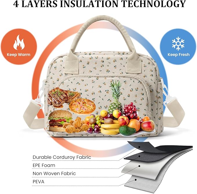 Insulated Lunch Bag for Women Men Large Reusable Lunch Box Adult Leakproof Portable Cooler Tote Bags for Work Picnic
