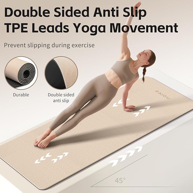 Yoga Mat 8mm Super Thick TPE Fitness Mat | SGS Certified | Non-Slip, Odorless & Tear-Resistant | Unisex with Strap | for Yoga, Pilates, Meditation & Home Workouts