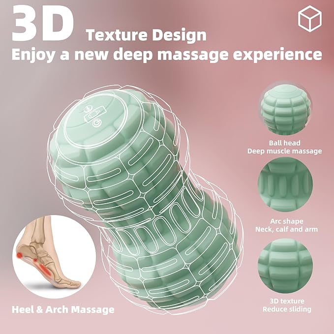 Vibrating Peanut Massage Ball, Double Lacrosse Massage Balls, Deep Tissue Massage Roller Mobility Ball for Trigger Point Massage - Myofascial Release Muscle Relaxer Massage Tool (Gray)