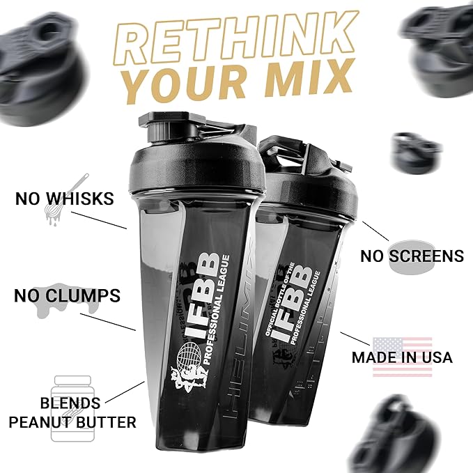 HELIMIX 2.0 IFBB Officially Licensed Vortex Blender Shaker Bottle Holds upto 28oz | No Blending Ball or Whisk | USA Made | Portable Pre Workout Whey Protein Drink Shaker Cup | Mixes Smoothies Shakes