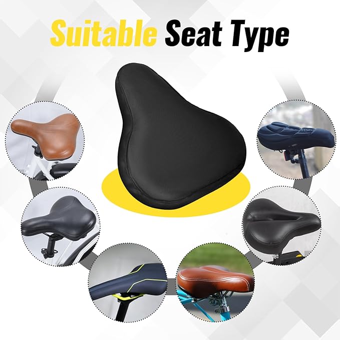 2 Pcs Bike Seat Cover, Waterproof Bicycle Seat Cover Black Rainproof Dustproof Bike Saddle Cushion Covers with Drawstring for Women Men Mountain Road Bicycle