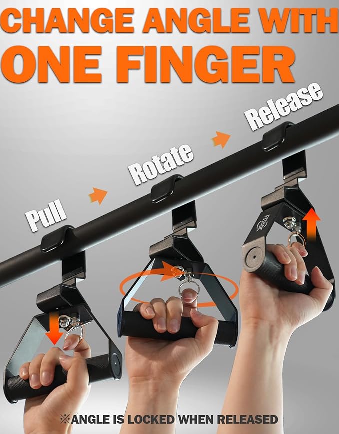 Fitarc Neutral Grip Pull Up Handles, Wrist Shoulder Elbow Friendly, 12 Angle Adjustable Lat Pulldown Handle Rowing Grips, 2Pcs, Patented