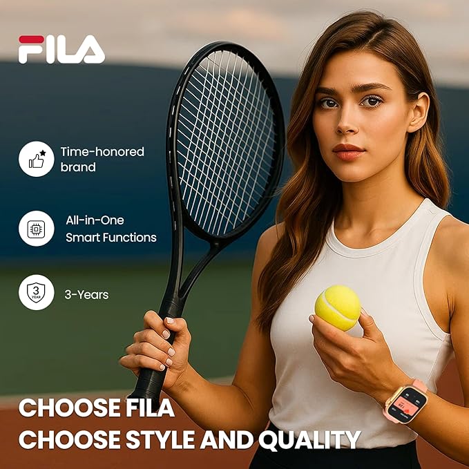 Fila Smart Watch with Bluetooth Calls, 1.83" Screen Fitness Tracker for Men Women, IP67 Waterproof, 120+ Workout Modes, 24/7 Heart Rate/Sleep Tracking, iOS Android Compatible - SW70 (Rose Gold)